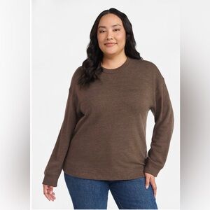 Time and Tru Women’s Crewneck Sweatshirt Brown Long Sleeve Soft Fleece Medium